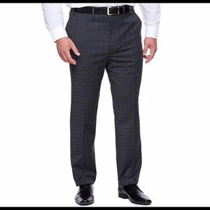 Shaquille O'Neal Big/Tall Grey Plaid Trousers Flat Front 52W/30L